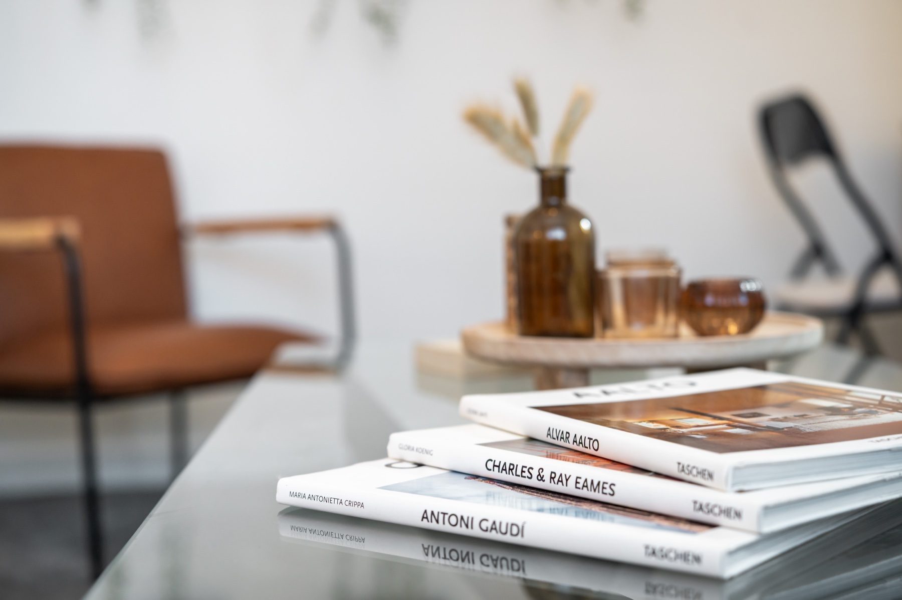 Lord Lodge coffee table with books and vase