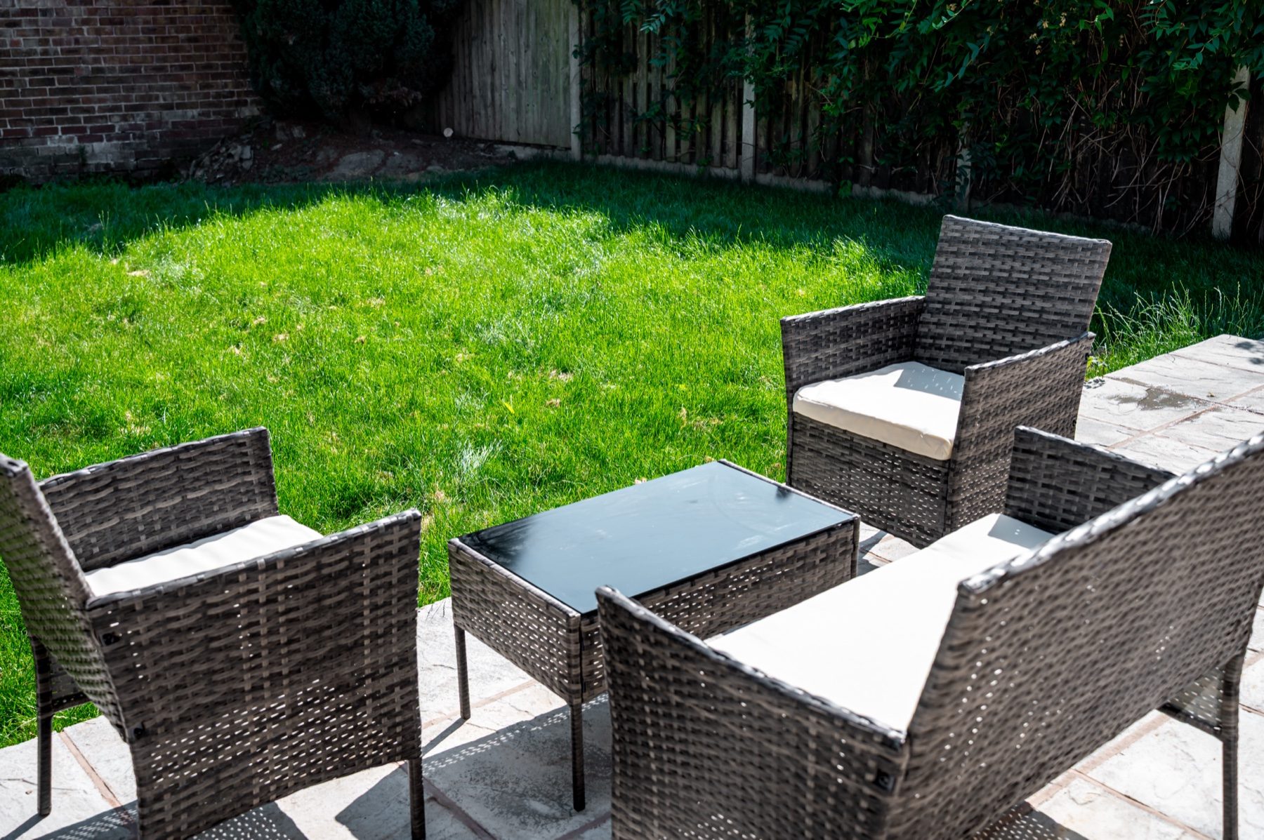 Lord Lodge garden with outdoor seating