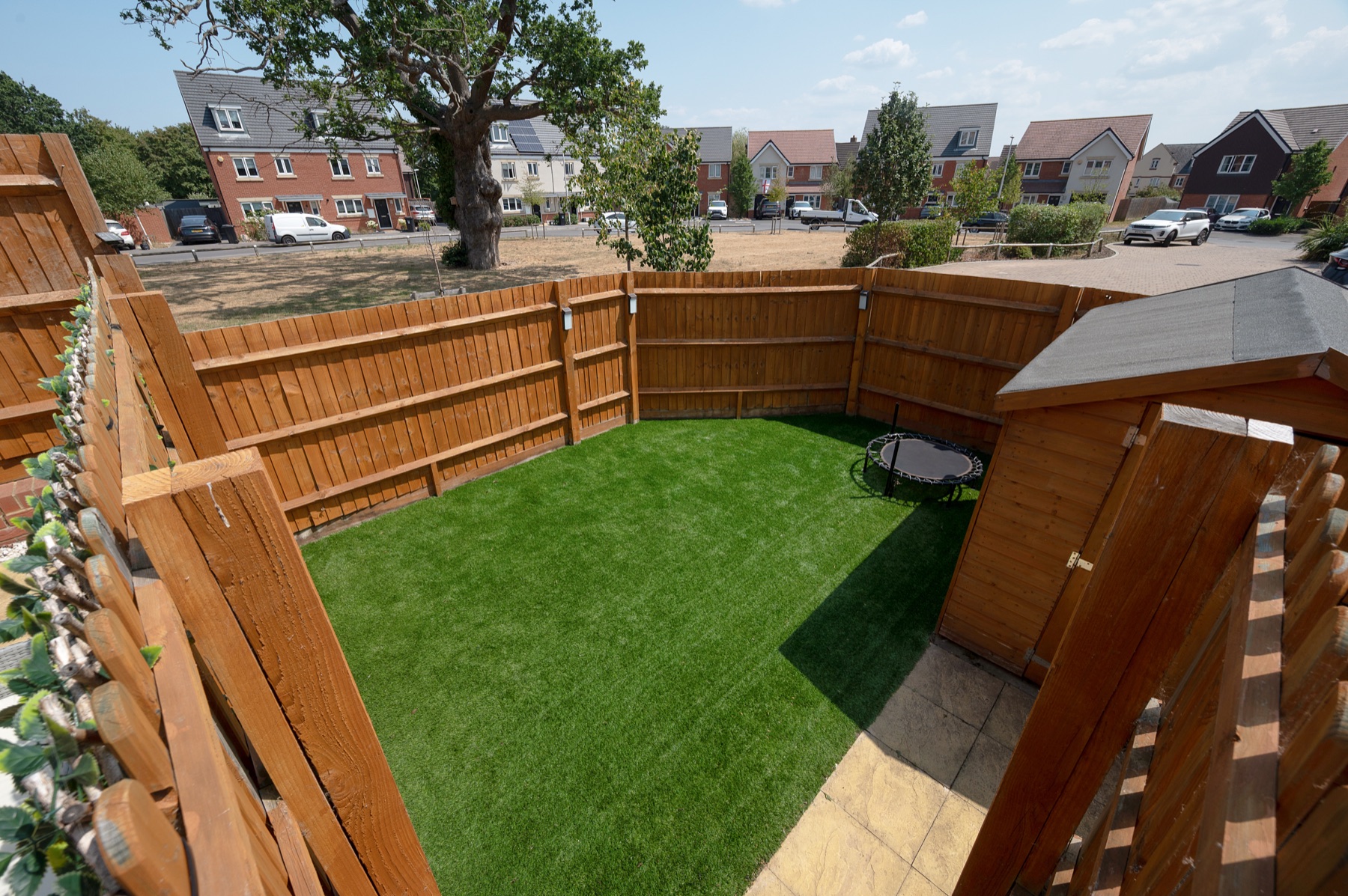 Loddon Lodge garden with artificial lawn