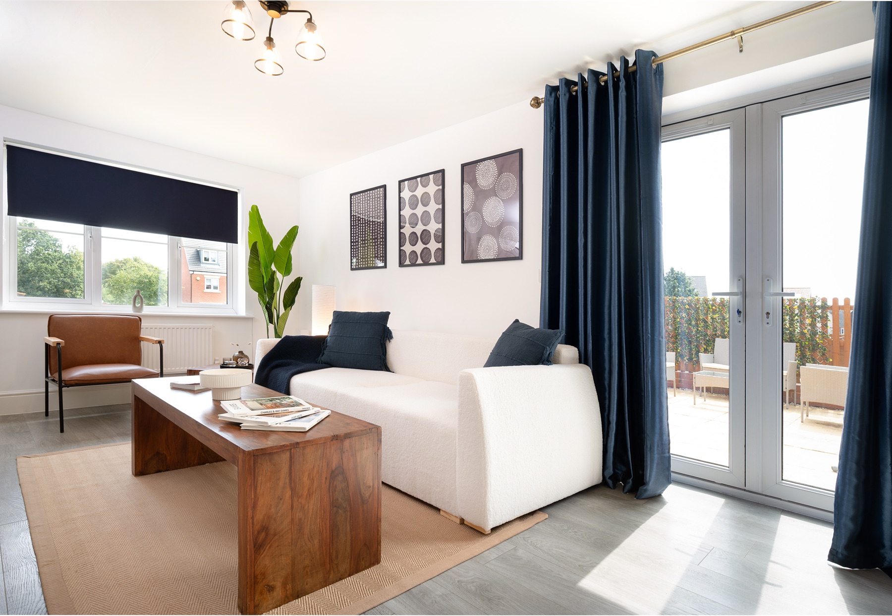 Loddon Lodge lounge with patio doors